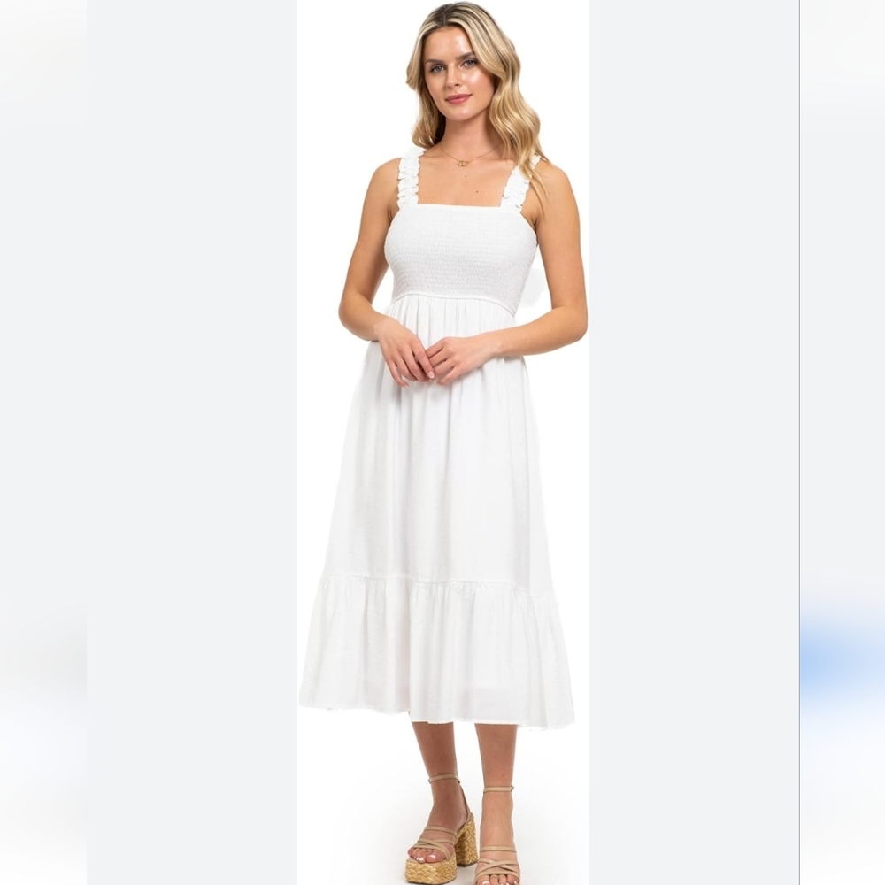 August Sky Smocked Midi Dress
